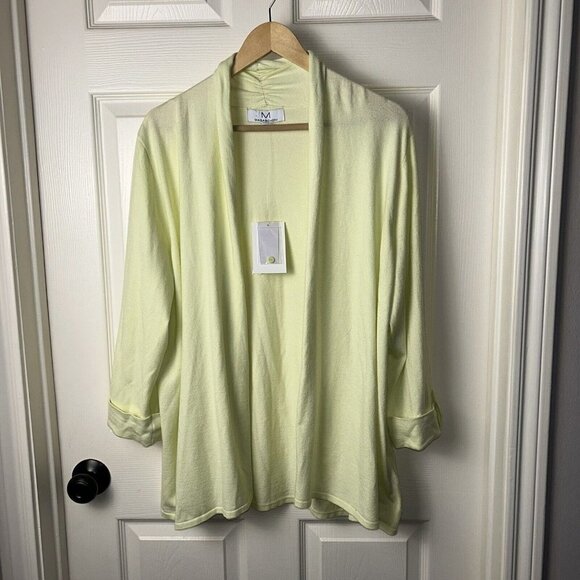 Magaschoni Green Open Front Lagenlook Duster Cardigan Viscose Blend Sweater XL - Picture 2 of 7